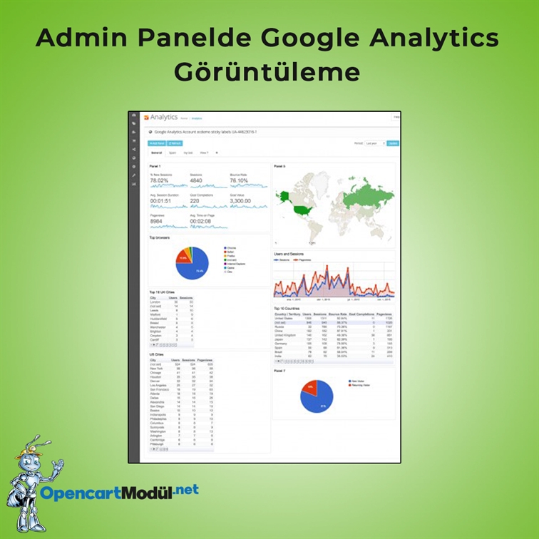 Admin Panelde Google Analytics Görüntüleme