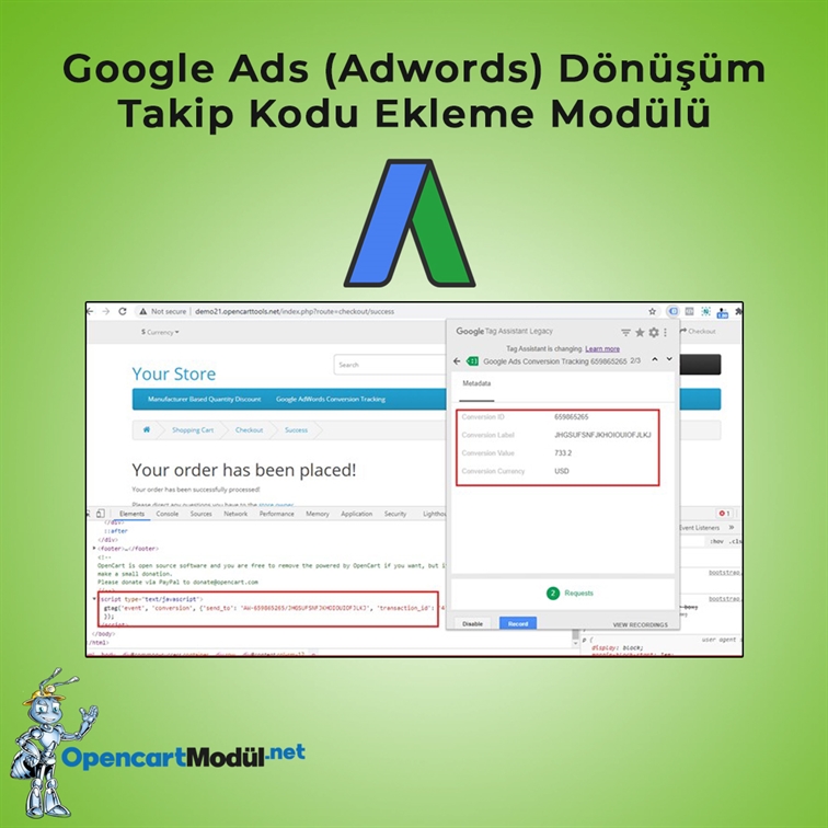 Google Ads (Adwords) Dönüşüm Takip Kodu Ekleme Modülü
