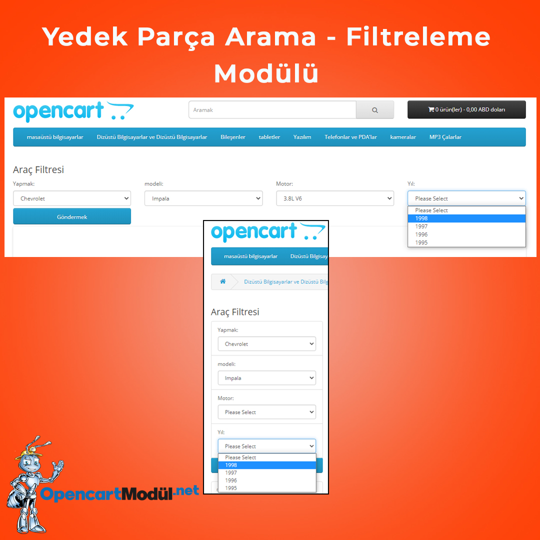 Opencart Yedek Parça Arama - Filtreleme Modülü